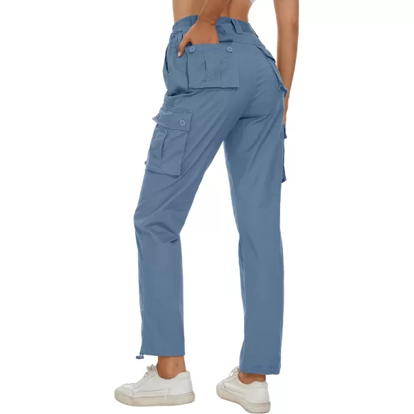 MAGCOMSEN Womens Cargo Pants 6 Pockets Cotton Work Pants Casual Stylish Elastic Waistband Military Trousers