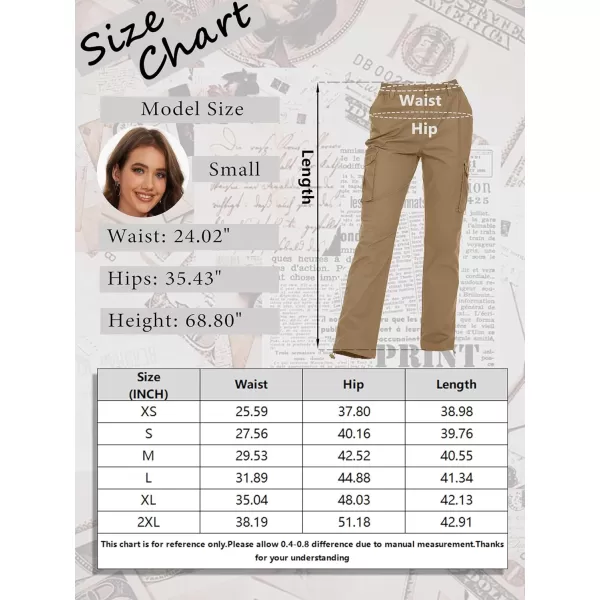 MAGCOMSEN Womens Cargo Pants 6 Pockets Cotton Work Pants Casual Stylish Elastic Waistband Military Trousers