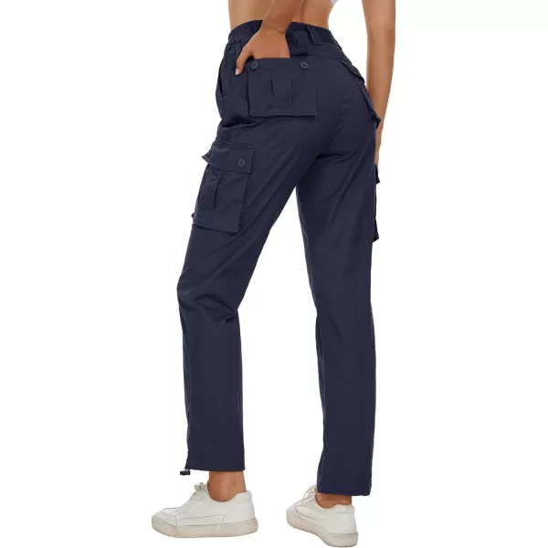 MAGCOMSEN Womens Cargo Pants 6 Pockets Cotton Work Pants Casual Stylish Elastic Waistband Military Trousers