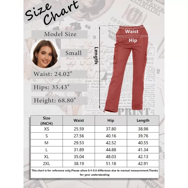 MAGCOMSEN Womens Cargo Pants 6 Pockets Cotton Work Pants Casual Stylish Elastic Waistband Military Trousers
