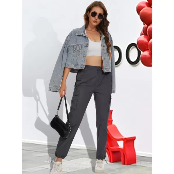 MAGCOMSEN Womens Cargo Pants 6 Pockets Cotton Work Pants Casual Stylish Elastic Waistband Military Trousers
