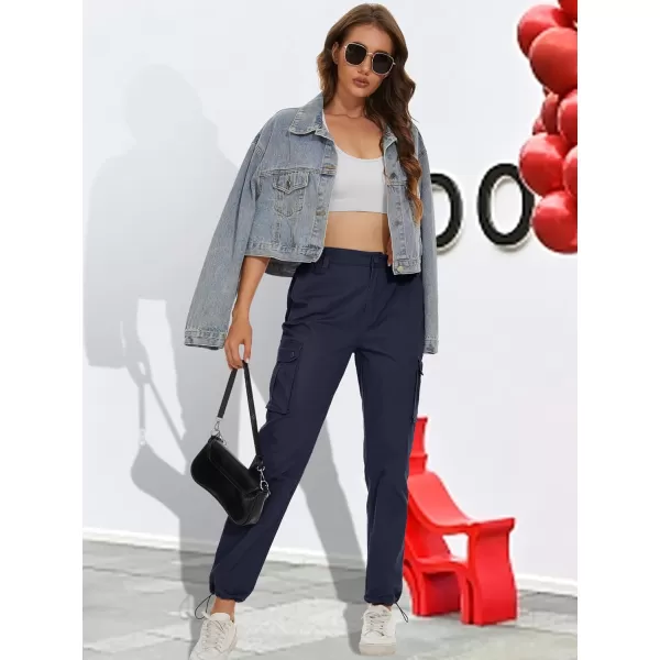 MAGCOMSEN Womens Cargo Pants 6 Pockets Cotton Work Pants Casual Stylish Elastic Waistband Military Trousers