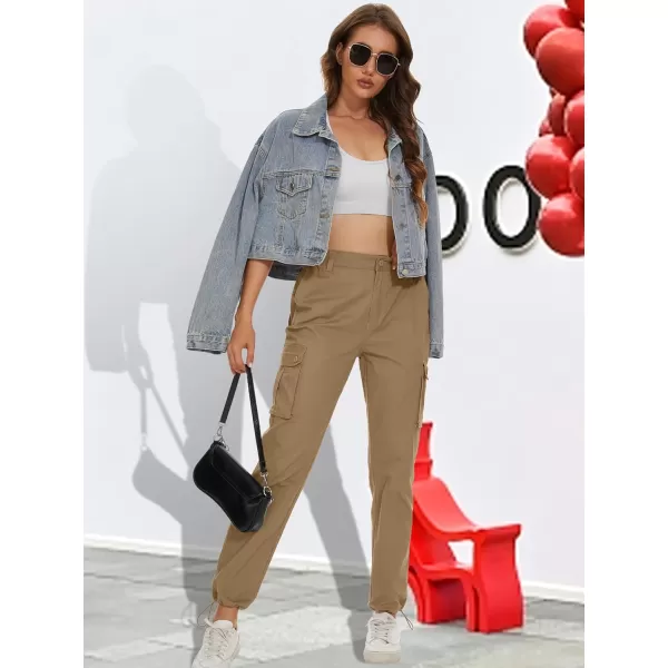 MAGCOMSEN Womens Cargo Pants 6 Pockets Cotton Work Pants Casual Stylish Elastic Waistband Military Trousers