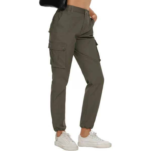 MAGCOMSEN Womens Cargo Pants 6 Pockets Cotton Work Pants Casual Stylish Elastic Waistband Military Trousers