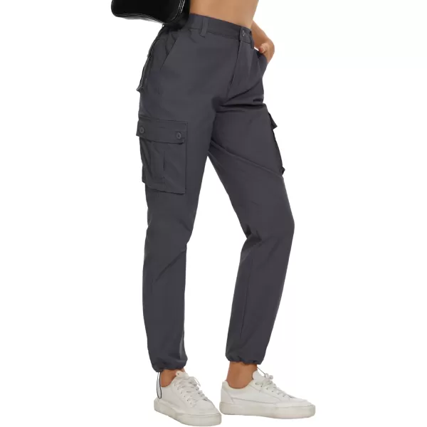 MAGCOMSEN Womens Cargo Pants 6 Pockets Cotton Work Pants Casual Stylish Elastic Waistband Military Trousers