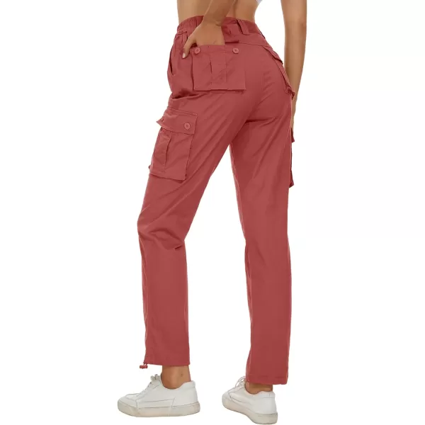 MAGCOMSEN Womens Cargo Pants 6 Pockets Cotton Work Pants Casual Stylish Elastic Waistband Military Trousers