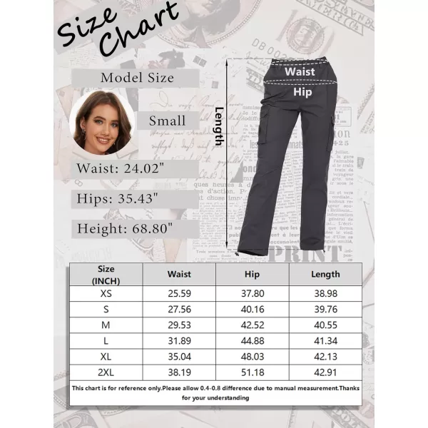MAGCOMSEN Womens Cargo Pants 6 Pockets Cotton Work Pants Casual Stylish Elastic Waistband Military Trousers