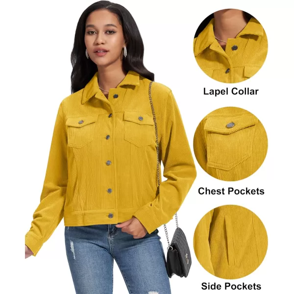 MAGCOMSEN Women's Casual Corduroy Jackets Soft Warm Button Down Shacket Jacket Long Sleeve Fall Outerwear with Pockets