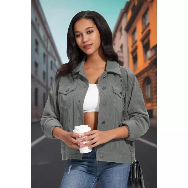 MAGCOMSEN Women's Casual Corduroy Jackets Soft Warm Button Down Shacket Jacket Long Sleeve Fall Outerwear with Pockets