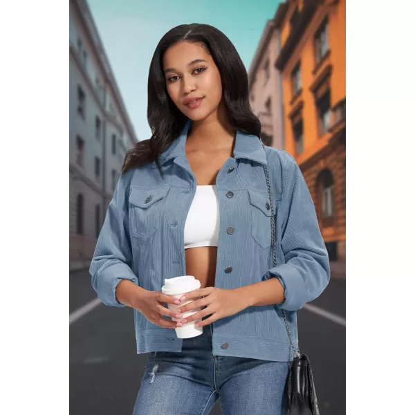 MAGCOMSEN Women's Casual Corduroy Jackets Soft Warm Button Down Shacket Jacket Long Sleeve Fall Outerwear with Pockets