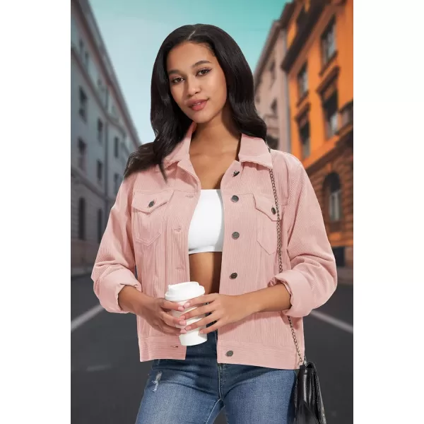 MAGCOMSEN Women's Casual Corduroy Jackets Soft Warm Button Down Shacket Jacket Long Sleeve Fall Outerwear with Pockets