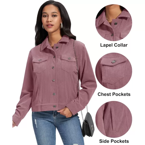 MAGCOMSEN Women's Casual Corduroy Jackets Soft Warm Button Down Shacket Jacket Long Sleeve Fall Outerwear with Pockets