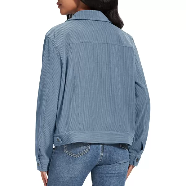 MAGCOMSEN Women's Casual Corduroy Jackets Soft Warm Button Down Shacket Jacket Long Sleeve Fall Outerwear with Pockets
