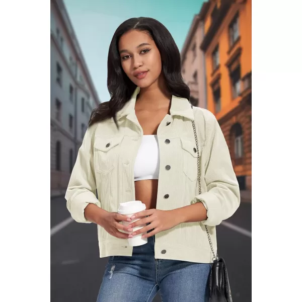 MAGCOMSEN Women's Casual Corduroy Jackets Soft Warm Button Down Shacket Jacket Long Sleeve Fall Outerwear with Pockets