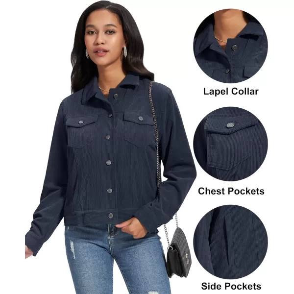 MAGCOMSEN Women's Casual Corduroy Jackets Soft Warm Button Down Shacket Jacket Long Sleeve Fall Outerwear with Pockets