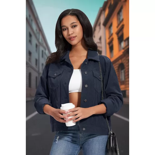 MAGCOMSEN Women's Casual Corduroy Jackets Soft Warm Button Down Shacket Jacket Long Sleeve Fall Outerwear with Pockets