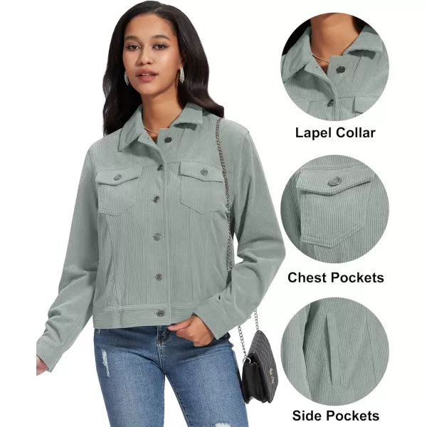 MAGCOMSEN Women's Casual Corduroy Jackets Soft Warm Button Down Shacket Jacket Long Sleeve Fall Outerwear with Pockets