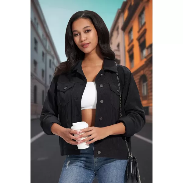 MAGCOMSEN Women's Casual Corduroy Jackets Soft Warm Button Down Shacket Jacket Long Sleeve Fall Outerwear with Pockets