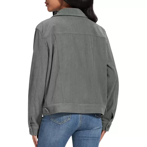 MAGCOMSEN Women's Casual Corduroy Jackets Soft Warm Button Down Shacket Jacket Long Sleeve Fall Outerwear with Pockets
