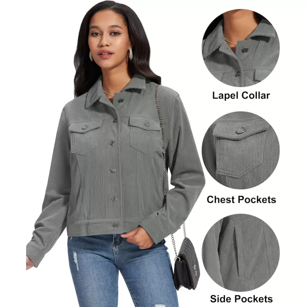 MAGCOMSEN Women's Casual Corduroy Jackets Soft Warm Button Down Shacket Jacket Long Sleeve Fall Outerwear with Pockets