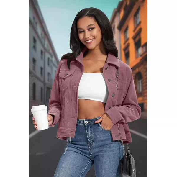 MAGCOMSEN Women's Casual Corduroy Jackets Soft Warm Button Down Shacket Jacket Long Sleeve Fall Outerwear with Pockets