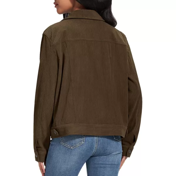 MAGCOMSEN Women's Casual Corduroy Jackets Soft Warm Button Down Shacket Jacket Long Sleeve Fall Outerwear with Pockets