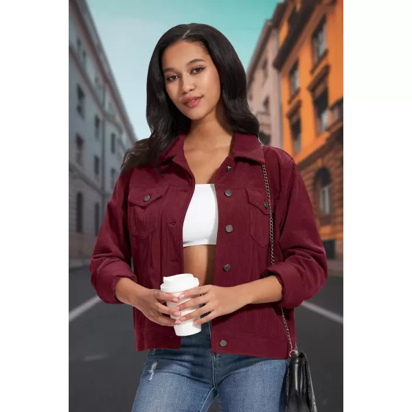 MAGCOMSEN Women's Casual Corduroy Jackets Soft Warm Button Down Shacket Jacket Long Sleeve Fall Outerwear with Pockets
