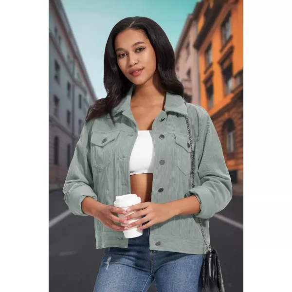 MAGCOMSEN Women's Casual Corduroy Jackets Soft Warm Button Down Shacket Jacket Long Sleeve Fall Outerwear with Pockets