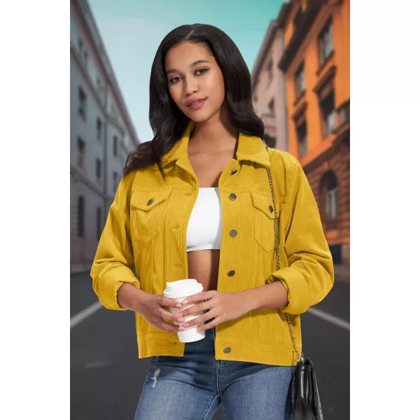 MAGCOMSEN Women's Casual Corduroy Jackets Soft Warm Button Down Shacket Jacket Long Sleeve Fall Outerwear with Pockets
