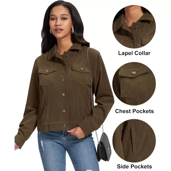 MAGCOMSEN Women's Casual Corduroy Jackets Soft Warm Button Down Shacket Jacket Long Sleeve Fall Outerwear with Pockets