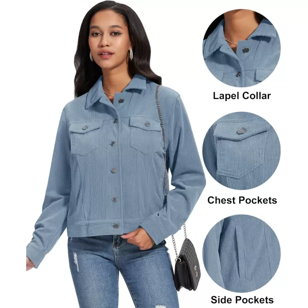MAGCOMSEN Women's Casual Corduroy Jackets Soft Warm Button Down Shacket Jacket Long Sleeve Fall Outerwear with Pockets