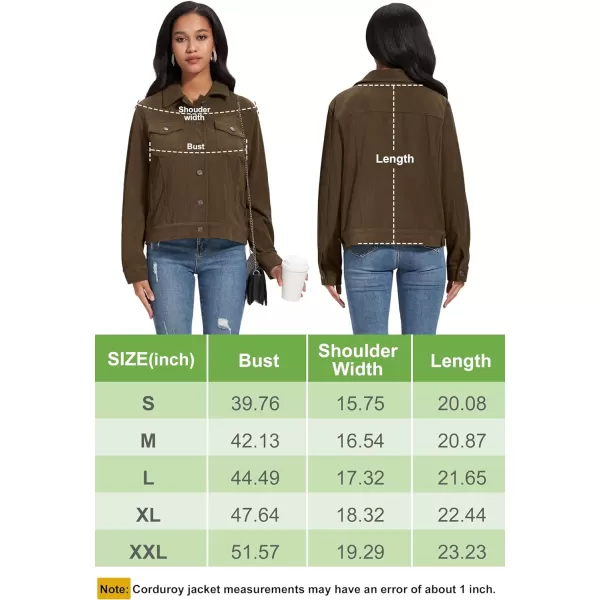 MAGCOMSEN Women's Casual Corduroy Jackets Soft Warm Button Down Shacket Jacket Long Sleeve Fall Outerwear with Pockets