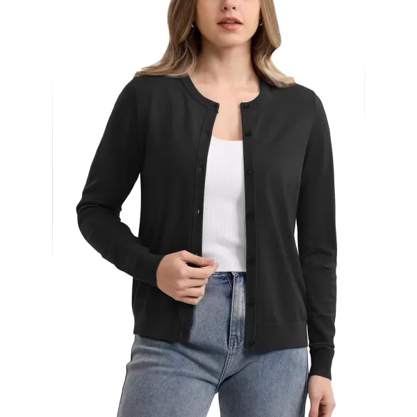 MAGCOMSEN Women's Classic Cardigan Sweater Long Sleeve Button Down Crew Neck Open Front Casual Knit Cardigan