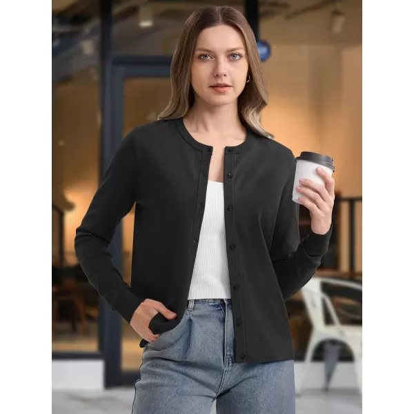 MAGCOMSEN Women's Classic Cardigan Sweater Long Sleeve Button Down Crew Neck Open Front Casual Knit Cardigan