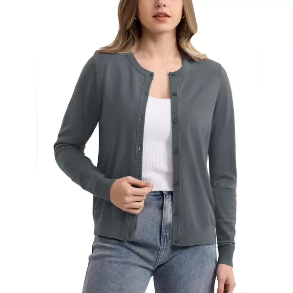 MAGCOMSEN Women's Classic Cardigan Sweater Long Sleeve Button Down Crew Neck Open Front Casual Knit Cardigan