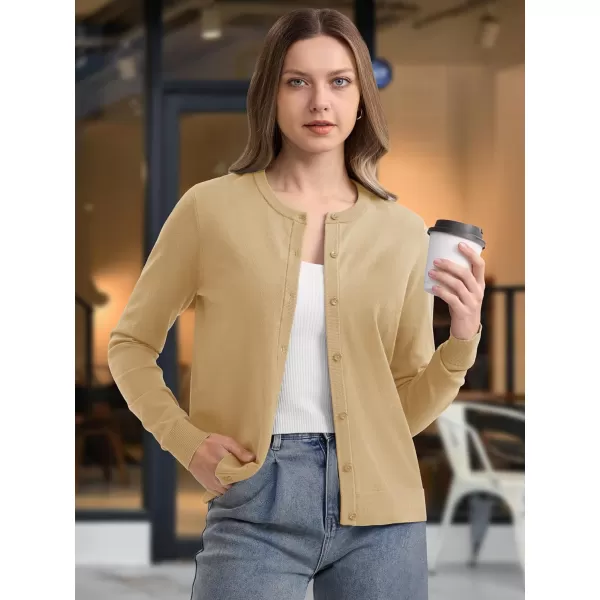 MAGCOMSEN Women's Classic Cardigan Sweater Long Sleeve Button Down Crew Neck Open Front Casual Knit Cardigan