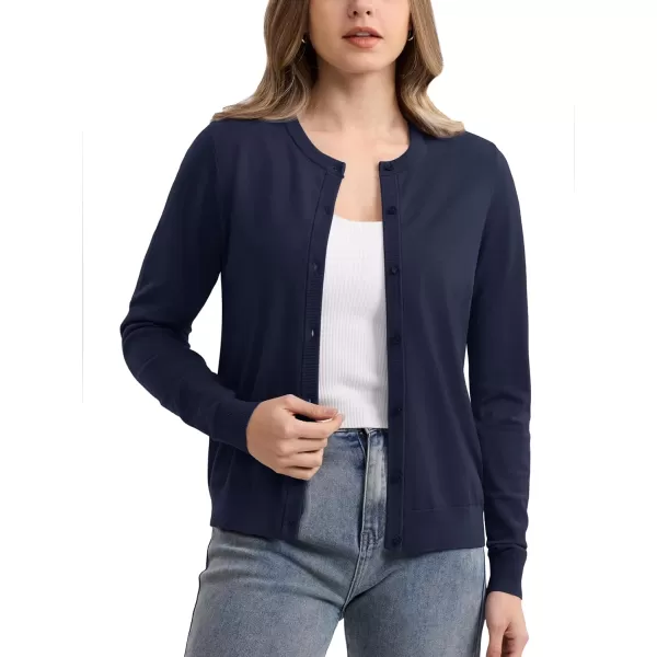 MAGCOMSEN Women's Classic Cardigan Sweater Long Sleeve Button Down Crew Neck Open Front Casual Knit Cardigan