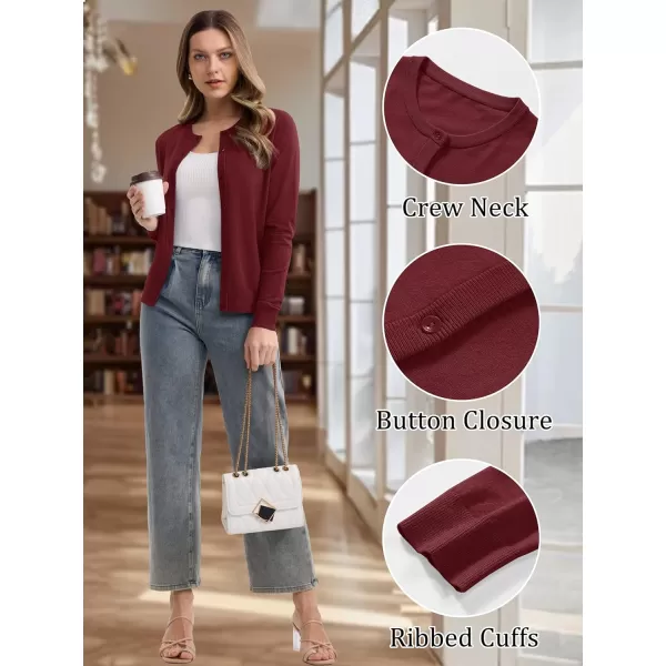 MAGCOMSEN Women's Classic Cardigan Sweater Long Sleeve Button Down Crew Neck Open Front Casual Knit Cardigan