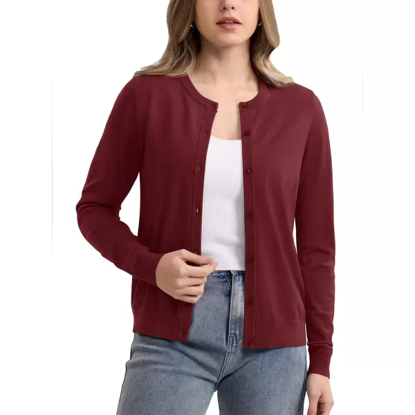 MAGCOMSEN Women's Classic Cardigan Sweater Long Sleeve Button Down Crew Neck Open Front Casual Knit Cardigan