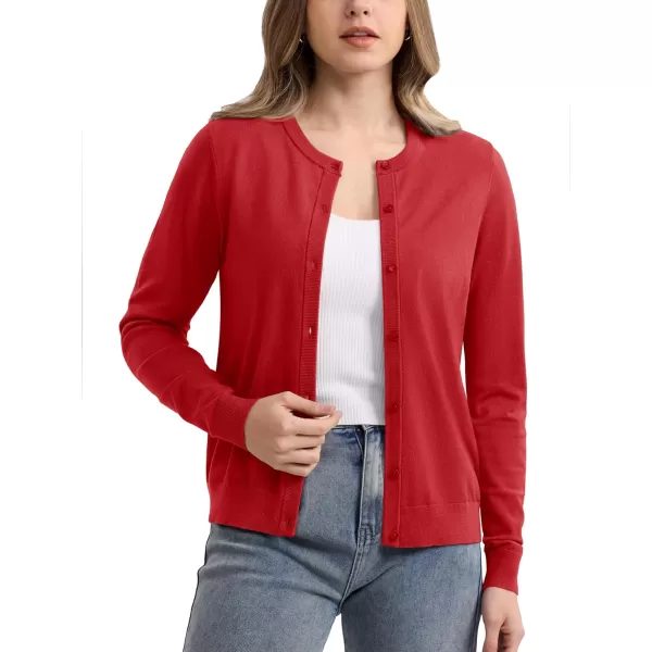MAGCOMSEN Women's Classic Cardigan Sweater Long Sleeve Button Down Crew Neck Open Front Casual Knit Cardigan