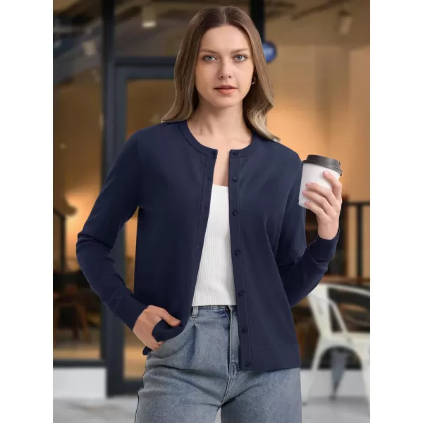 MAGCOMSEN Women's Classic Cardigan Sweater Long Sleeve Button Down Crew Neck Open Front Casual Knit Cardigan