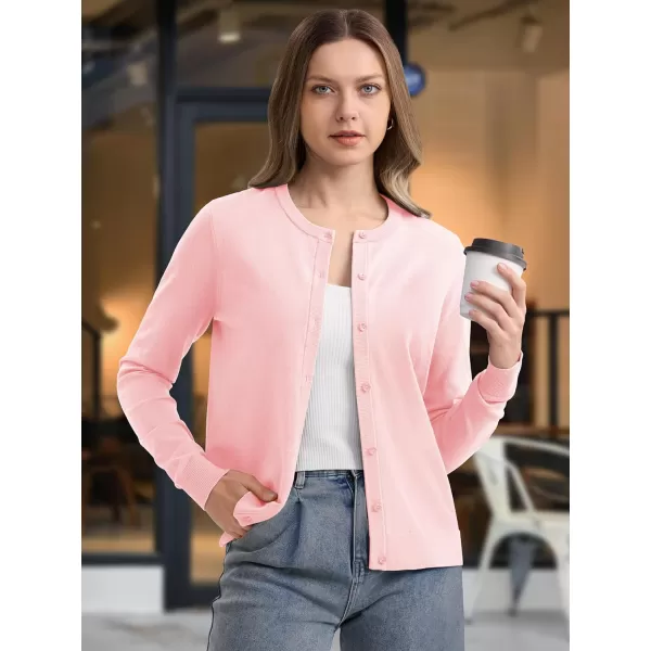 MAGCOMSEN Women's Classic Cardigan Sweater Long Sleeve Button Down Crew Neck Open Front Casual Knit Cardigan