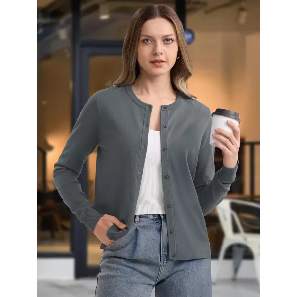 MAGCOMSEN Women's Classic Cardigan Sweater Long Sleeve Button Down Crew Neck Open Front Casual Knit Cardigan