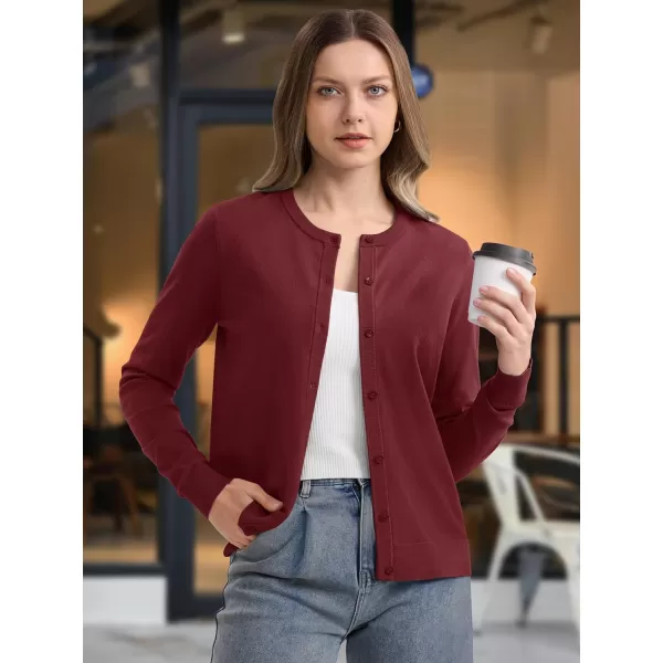 MAGCOMSEN Women's Classic Cardigan Sweater Long Sleeve Button Down Crew Neck Open Front Casual Knit Cardigan