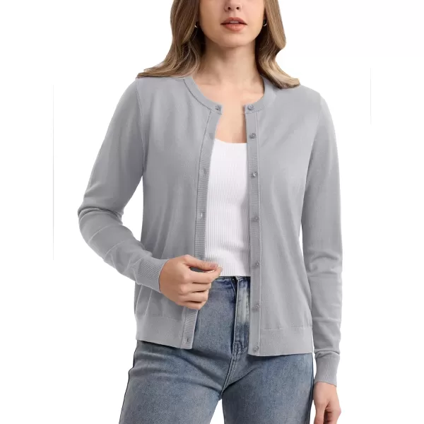 MAGCOMSEN Women's Classic Cardigan Sweater Long Sleeve Button Down Crew Neck Open Front Casual Knit Cardigan