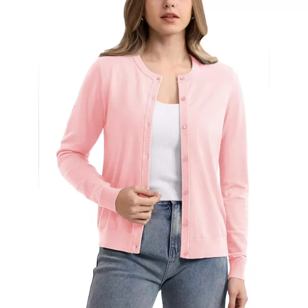 MAGCOMSEN Women's Classic Cardigan Sweater Long Sleeve Button Down Crew Neck Open Front Casual Knit Cardigan