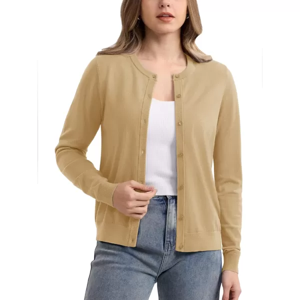 MAGCOMSEN Women's Classic Cardigan Sweater Long Sleeve Button Down Crew Neck Open Front Casual Knit Cardigan