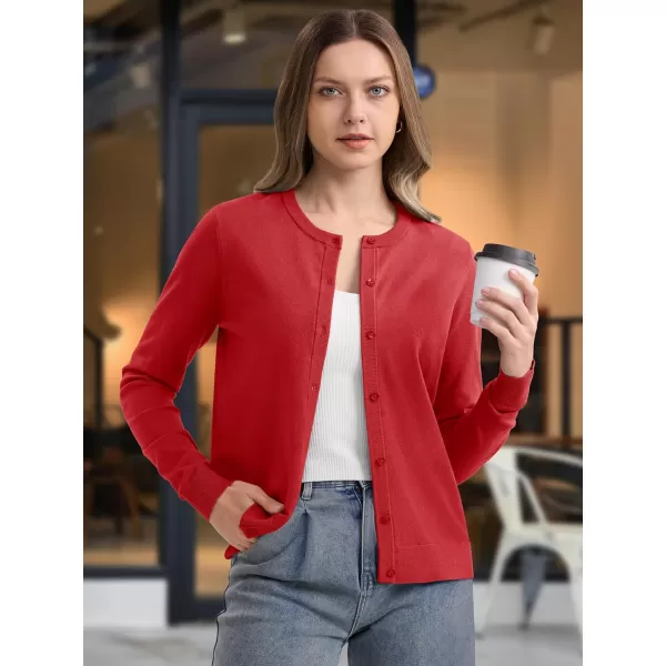 MAGCOMSEN Women's Classic Cardigan Sweater Long Sleeve Button Down Crew Neck Open Front Casual Knit Cardigan