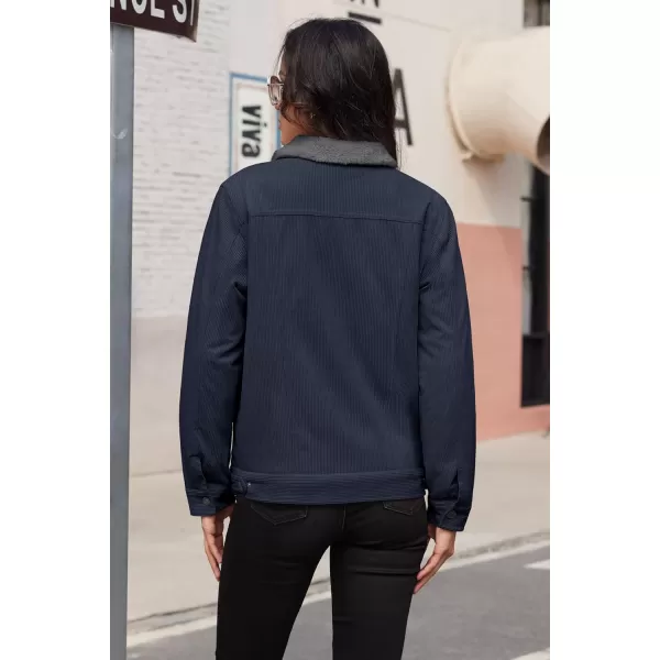 MAGCOMSEN Women's Corduroy Jacket Sherpa Fleece Lined Coat Button Up Warm Casual Heavyweight Trucker Jacket with Pockets