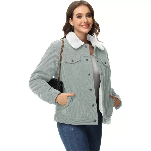 MAGCOMSEN Women's Corduroy Jacket Sherpa Fleece Lined Coat Button Up Warm Casual Heavyweight Trucker Jacket with Pockets